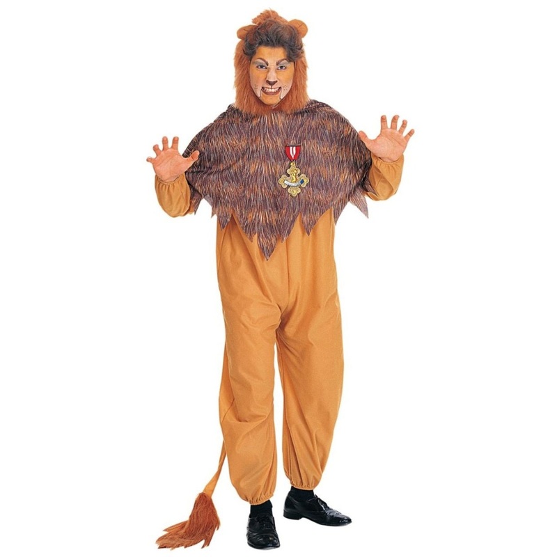 The Wizard of Oz Cowardly Lion Costume for Adults, Orange Jumpsuit One Size