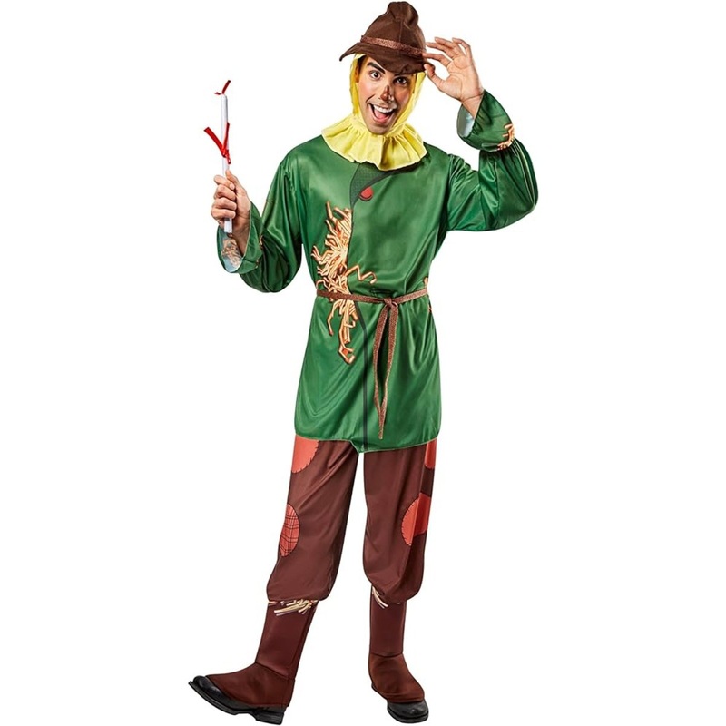 The Wizard of Oz Scarecrow Costume for Adults, Green Shirt and Brown Pants STD