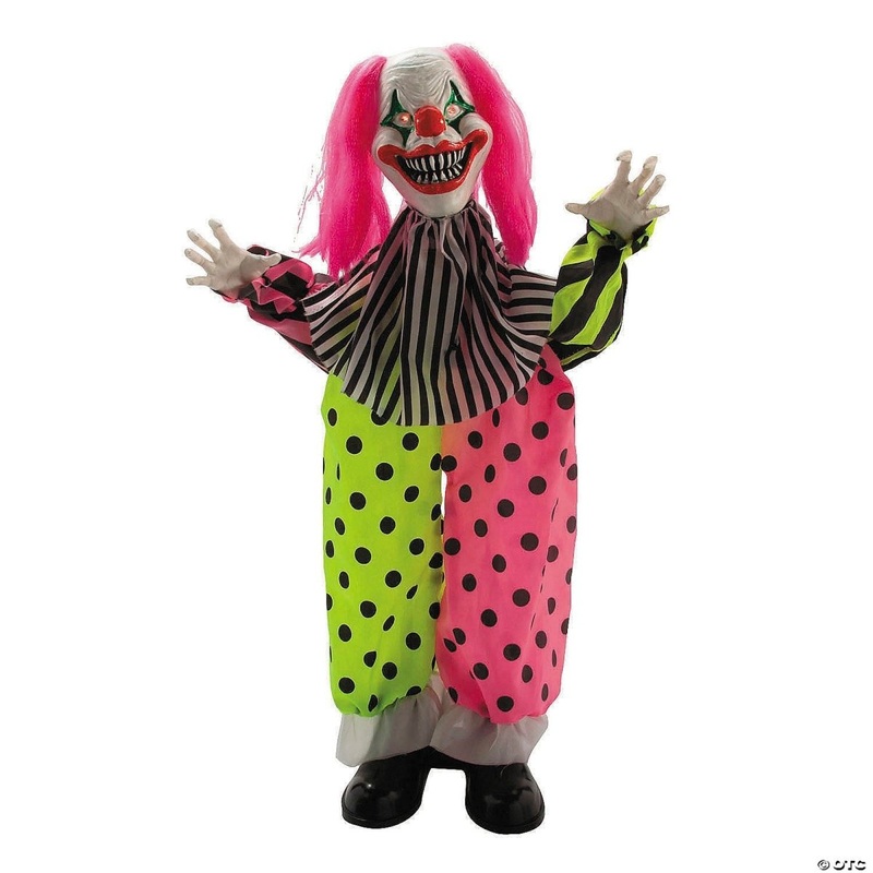Animated Pink Hair Clown Animatronic, 35 Inches, 1 Count