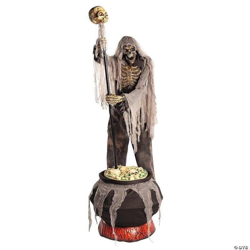 Animated Skeleton Stirring Cauldron Animatronic, 79 Inches, 1 Count