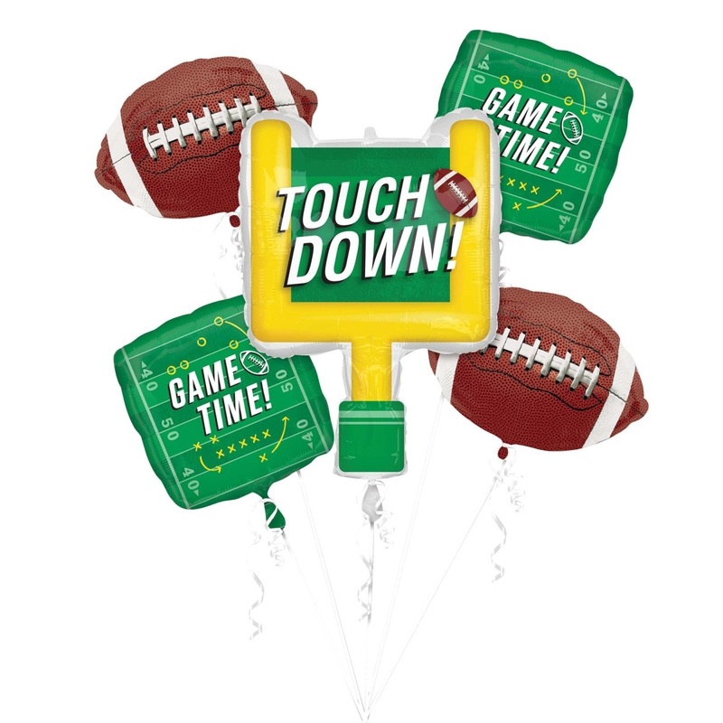 Football Game Time Foil Balloon Bouquet, Helium Inflation not Included, 5 Count