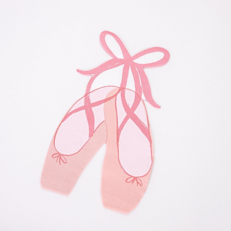 Ballerina Ballet Slippers Shaped Lunch Napkins, 16 Count