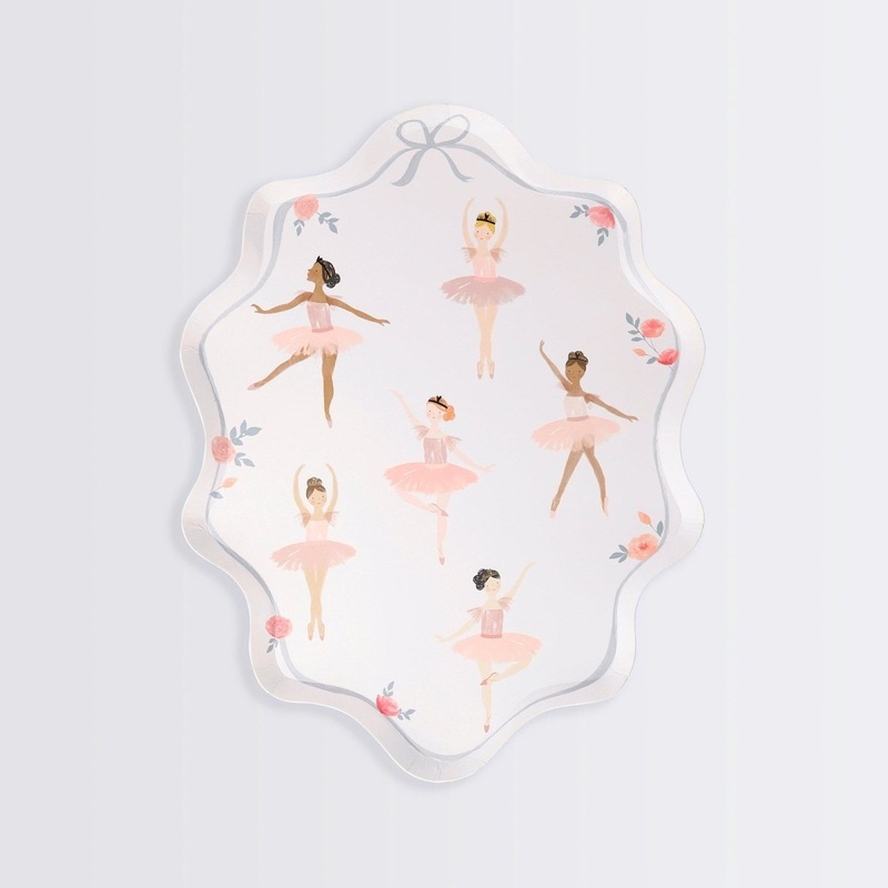 Ballerina Small Dessert Plates, 7.5 x 9.75 Inches, 8 Count