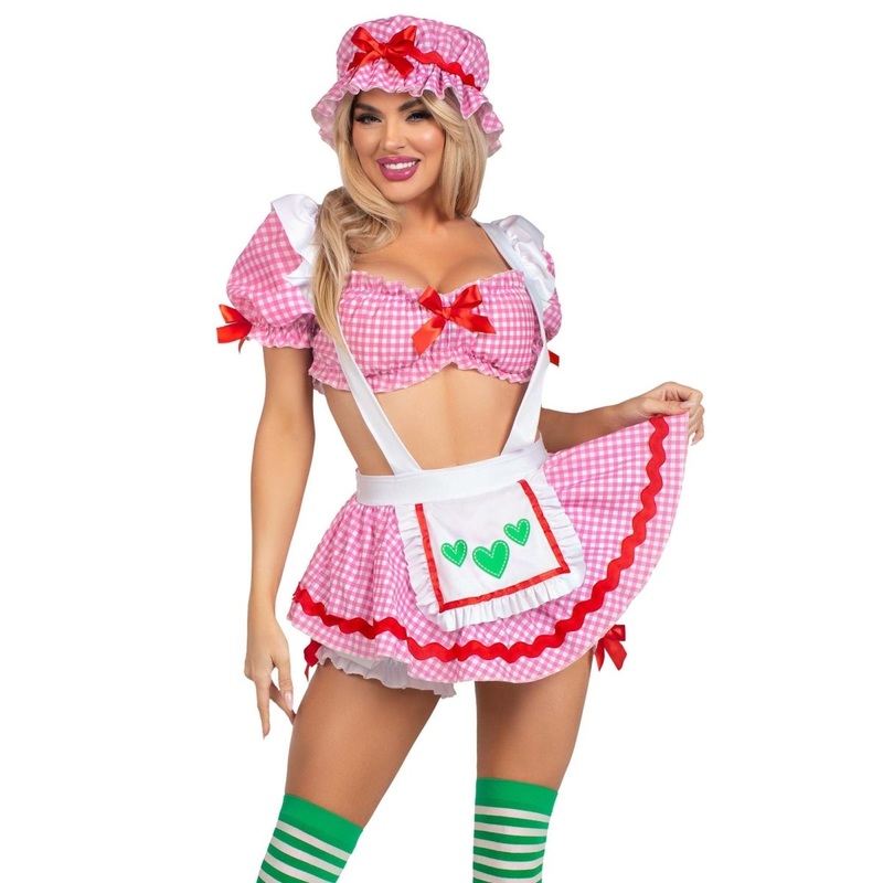 Berry Babe Costume for Adults, Pink Crop Top and Skirt XS