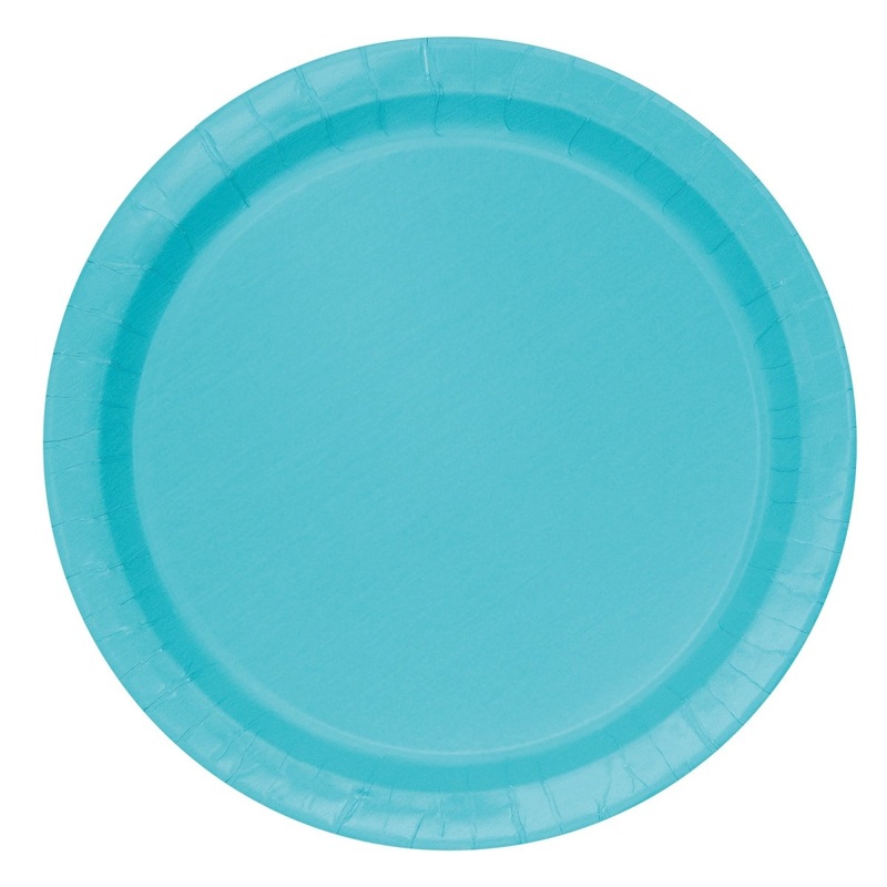 Caribbean Blue Large Round Lunch Paper Plates, 9 Inches, 8 Count