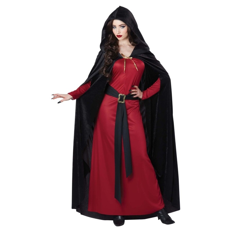Dark Fairytale Sorceress Costume for Adults, Red Dress S