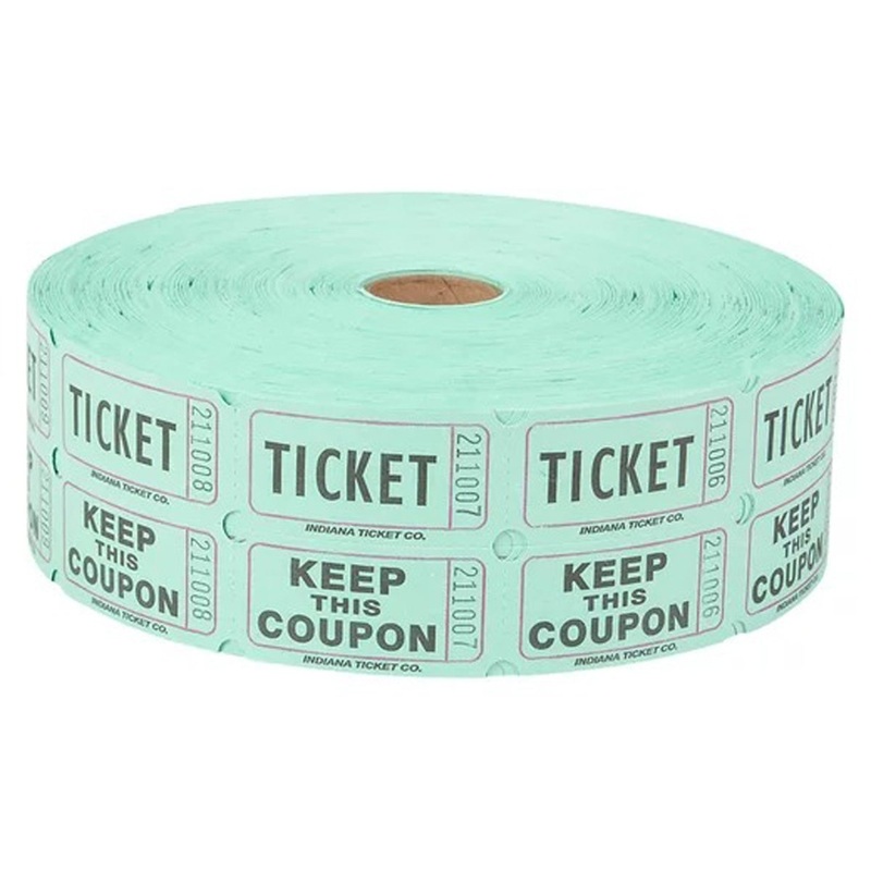 Double Ticket Roll, Green, 2000 Count