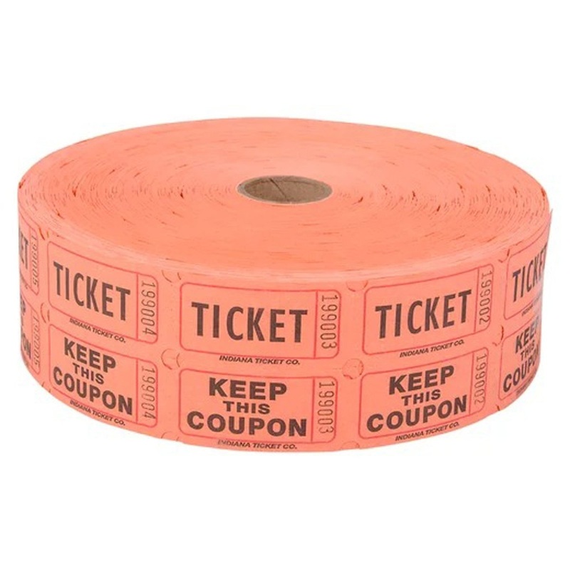 Double Ticket Roll, Orange, 2000 Count