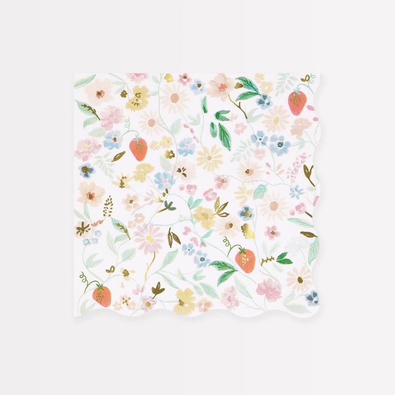 Elegant Flowers Large Lunch Napkins, 16 Count