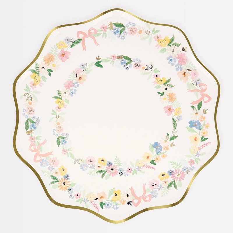 Elegant Flowers Large Lunch Paper Plates, 10.5 Inches, 8 Count