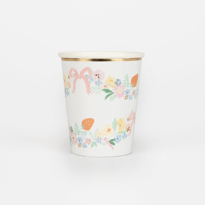 Elegant Flowers Party Paper Cups, 9 Oz, 8 Count