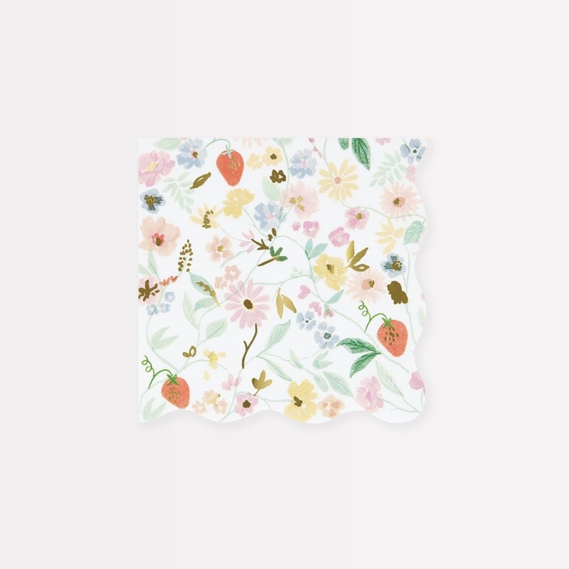 Elegant Flowers Small Beverage Napkins, 16 Count