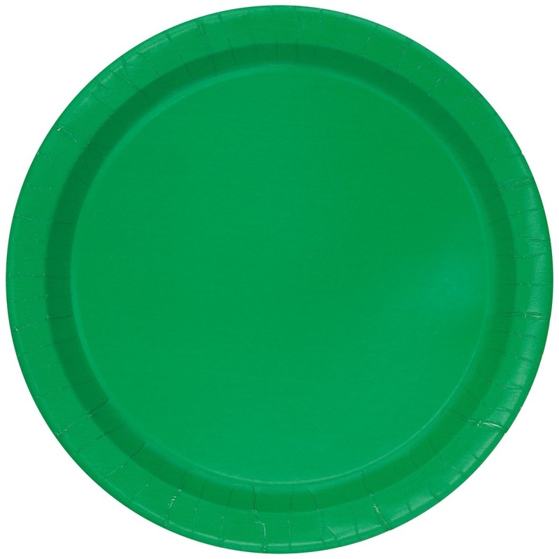 Emerald Green Large Round Lunch Paper Plates, 9 Inches, 8 Count