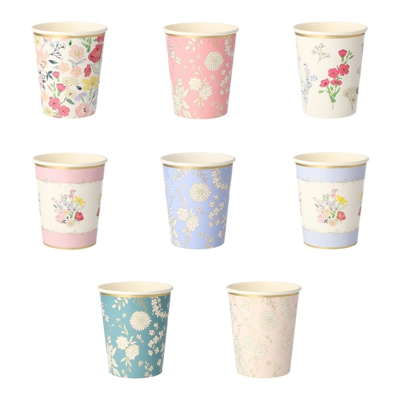 English Garden Paper Cups, 9 Oz, 8 Count