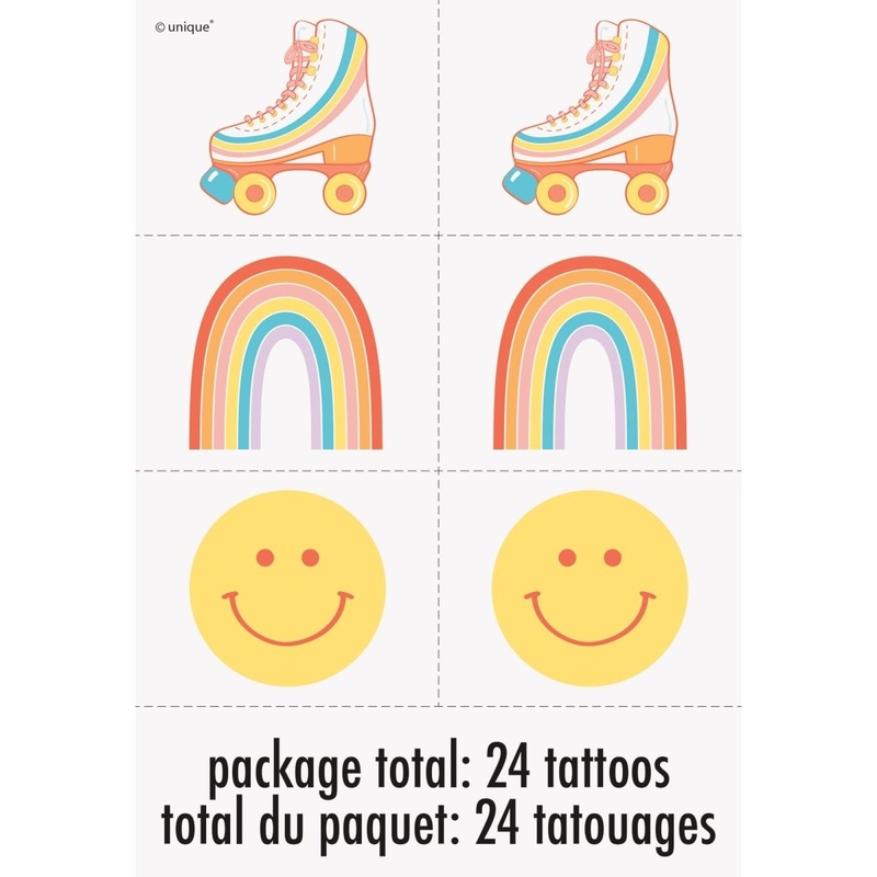 Feelin' Retro Birthday Temporary Tattoo Sheets, 4 Sheets, 24 Count