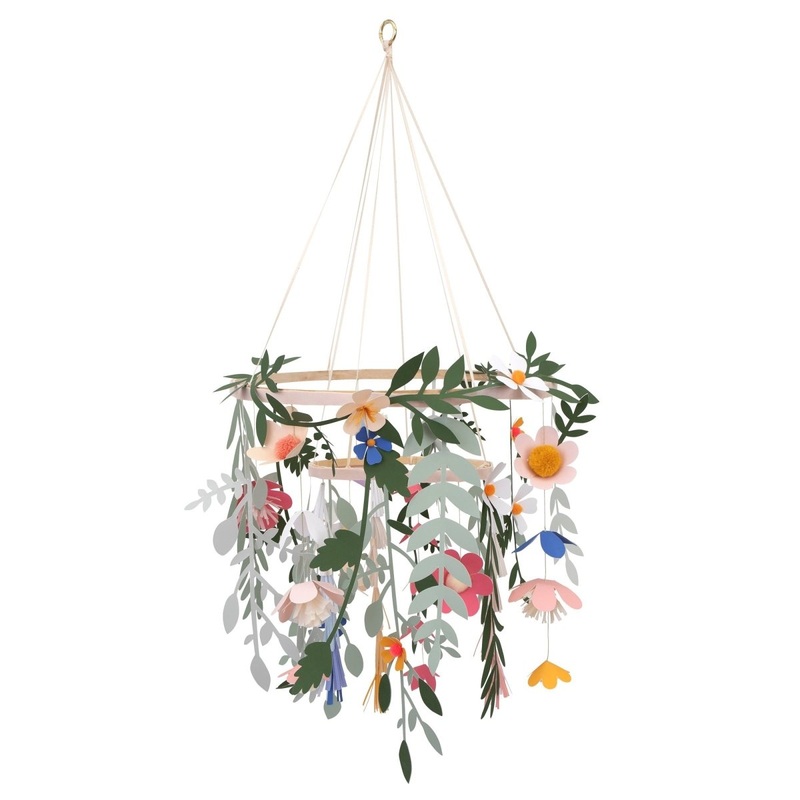 Flower Garden Paper Chandelier, 14 x 32.25 x 14 Inches, 1 Count