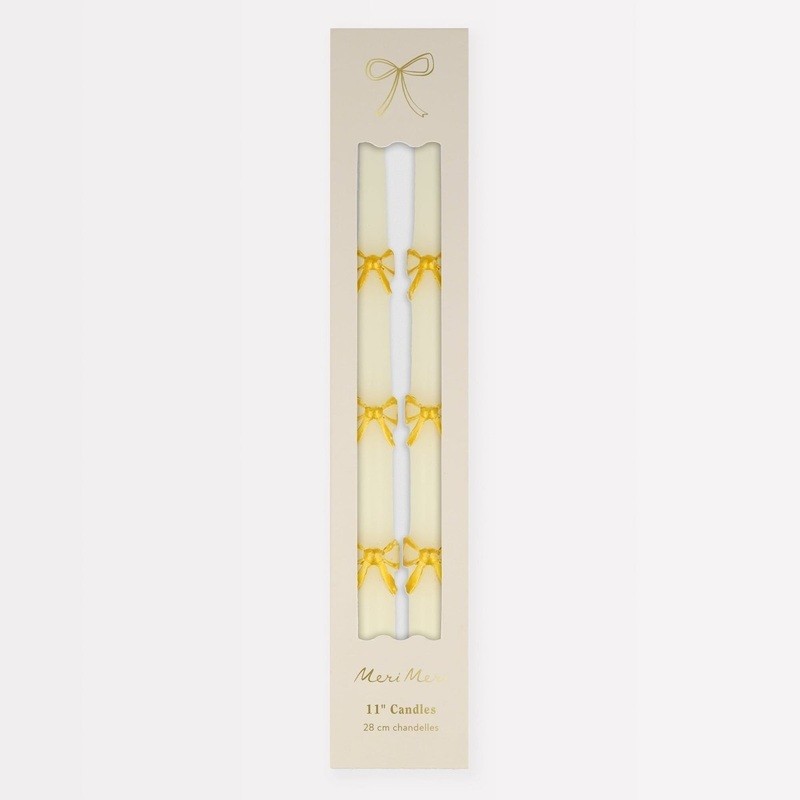 Gold Bow Taper Candles, 2 Count