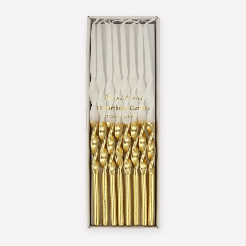 Gold Dipped Twisted Candles, 7 Inches, 16 Count