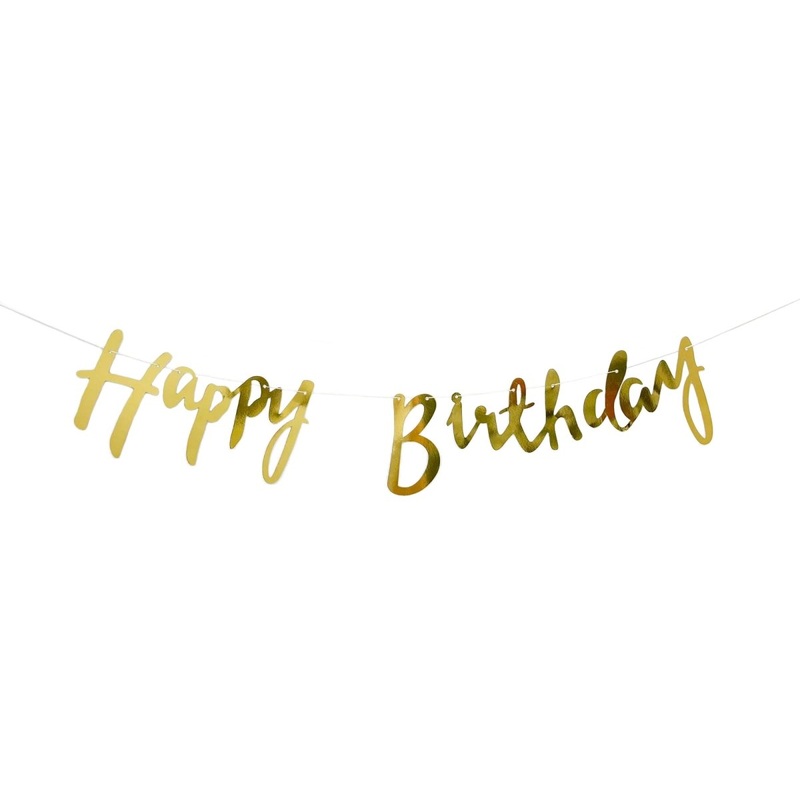 Gold Happy Birthday Foil Letter Banner, 94 Inches, 1 Count
