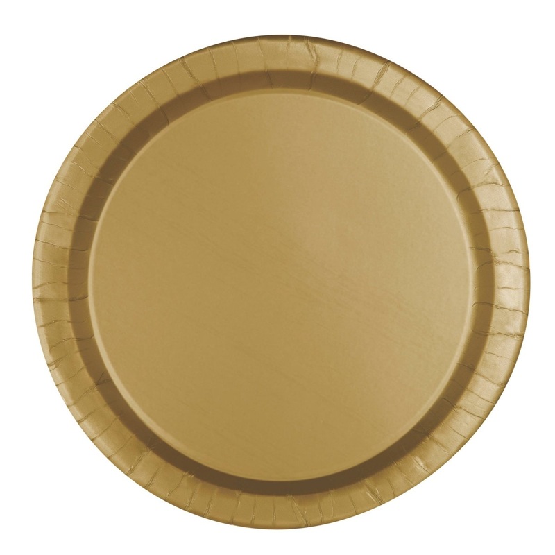 Gold Large Round Lunch Paper Plates, 9 Inches, 8 Count