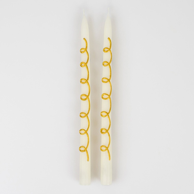 Gold Swirl Taper Candles, 2 Count