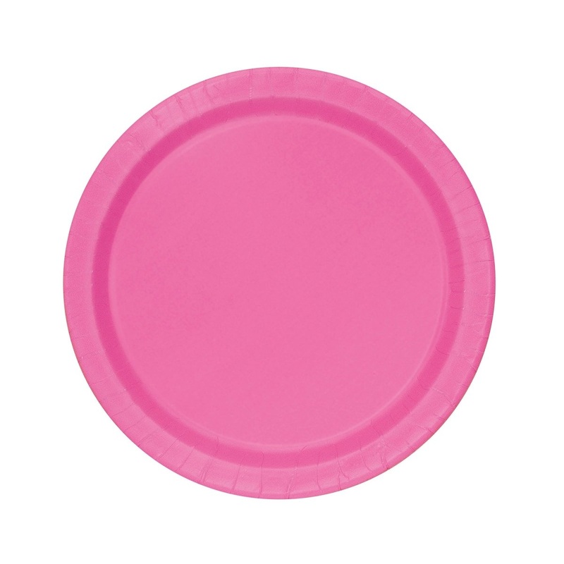 Hot Pink Small Round Dessert Paper Plates, 7 Inches, 8 Count
