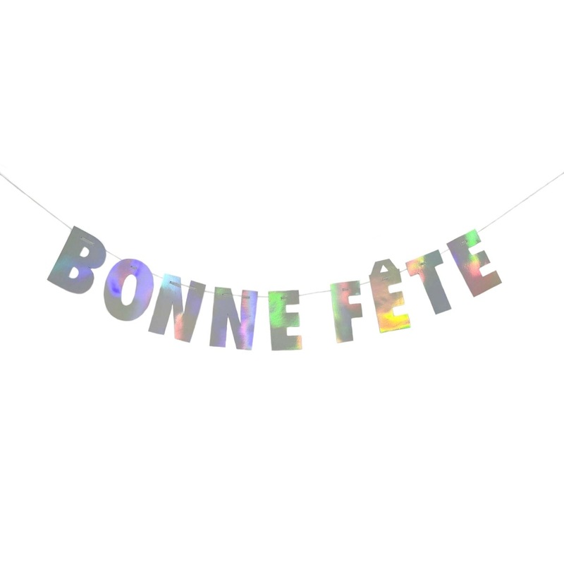 Iridescent "Bonne Fte" Foil Letter Banner, 94 Inches, 1 Count