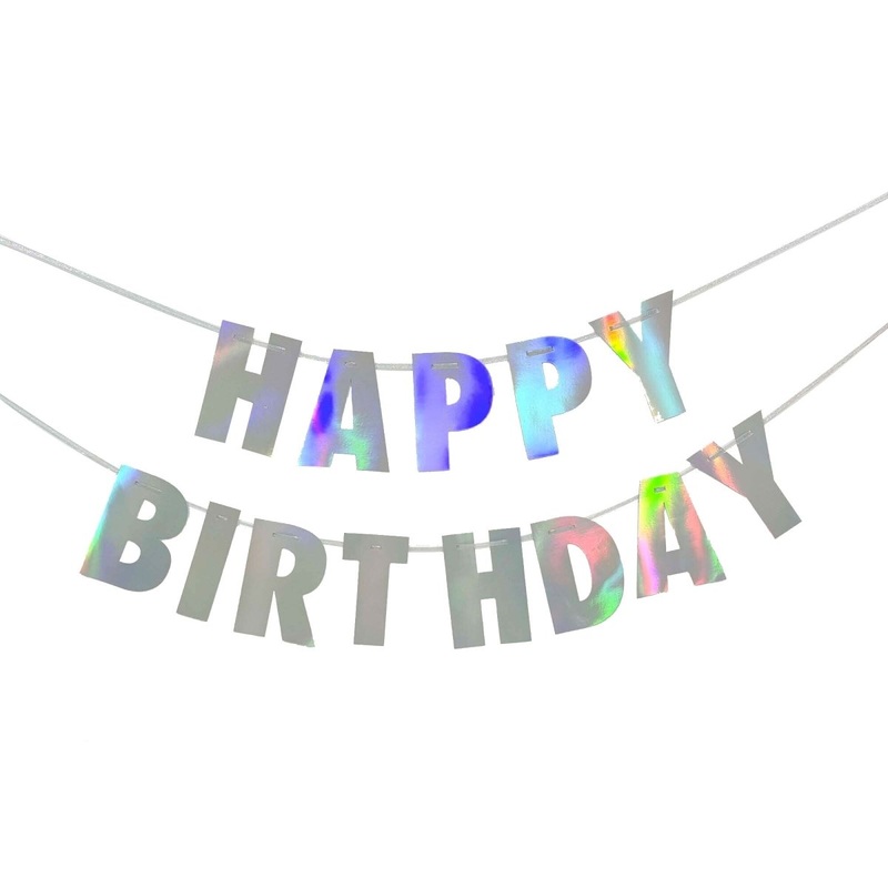 Iridescent Happy Birthday Foil Letter Banner, 94 Inches, 1 Count