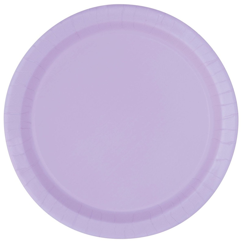 Lavender Purple Large Round Lunch Paper Plates, 9 Inches, 8 Count