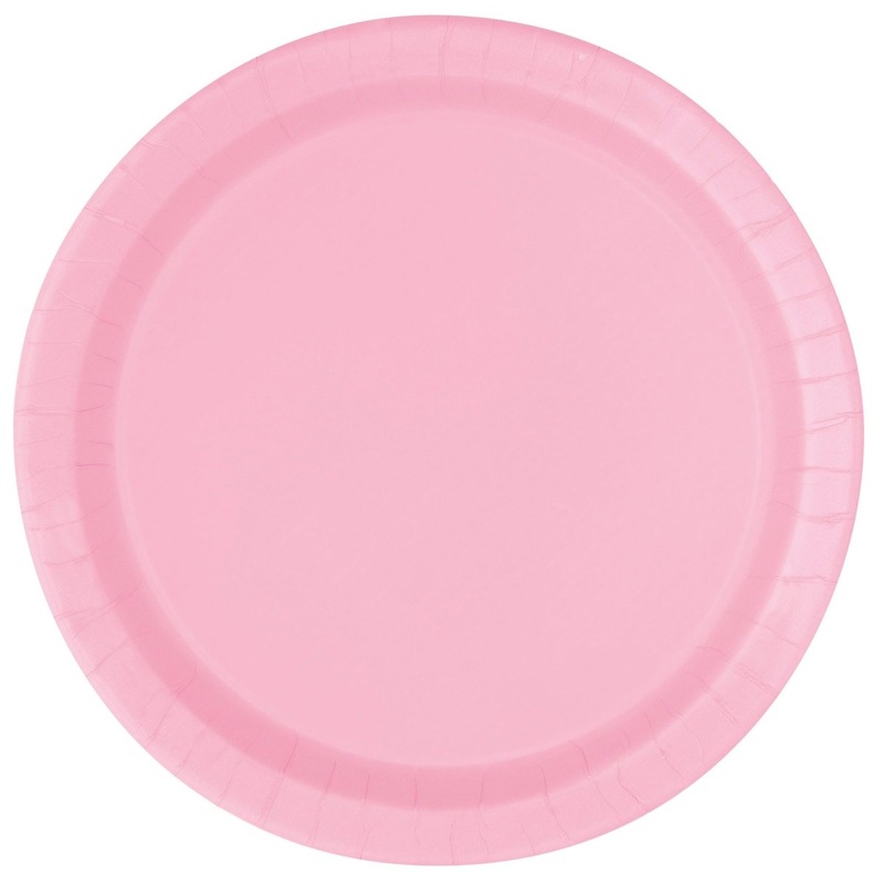 Light Pink Large Round Lunch Paper Plates, 9 Inches, 8 Count