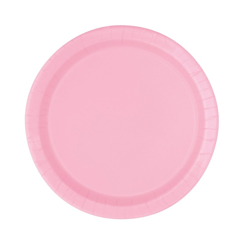 Light Pink Small Round Dessert Paper Plates, 7 Inches, 8 Count