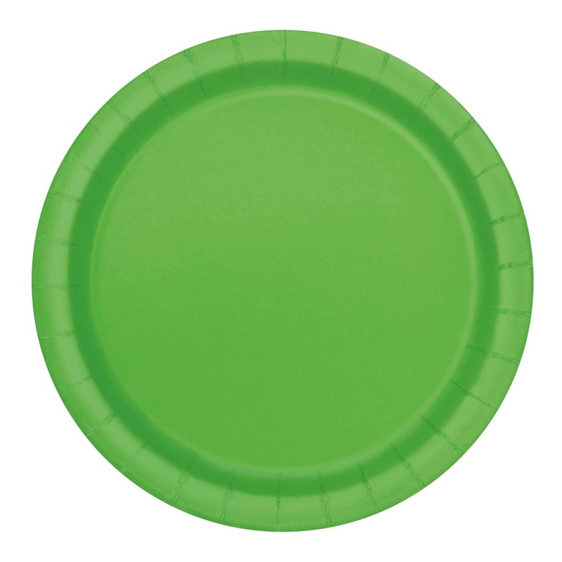 Lime Green Large Round Lunch Paper Plates, 9 Inches, 8 Count