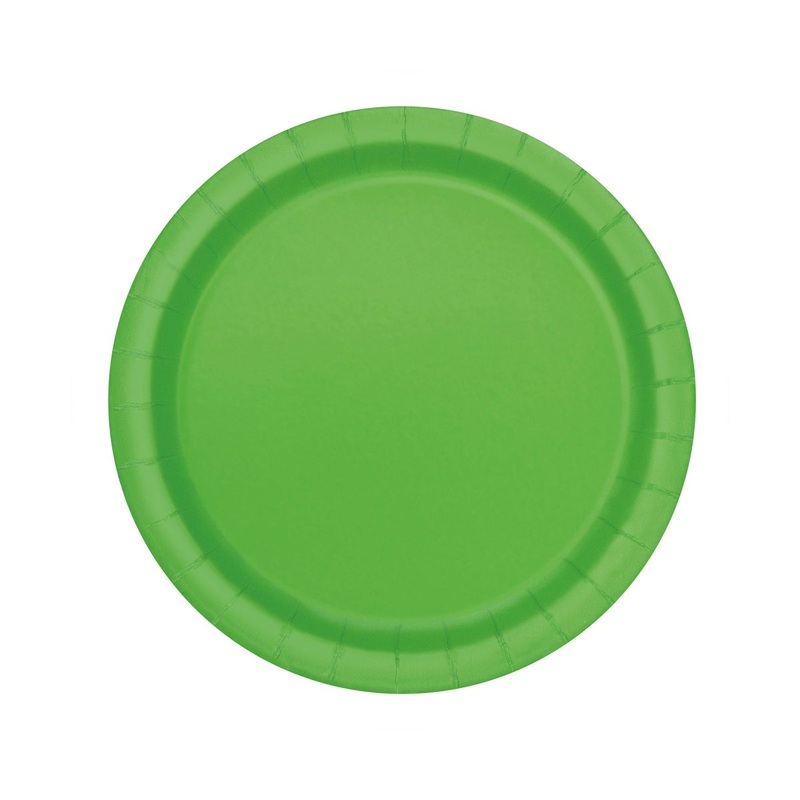 Lime Green Small Round Dessert Paper Plates, 7 Inches, 8 Count