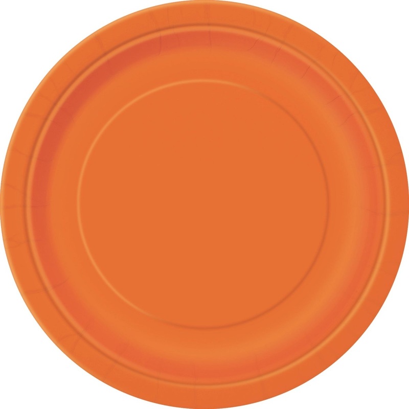 Pumpkin Orange Large Round Lunch Paper Plates, 9 Inches, 8 Count