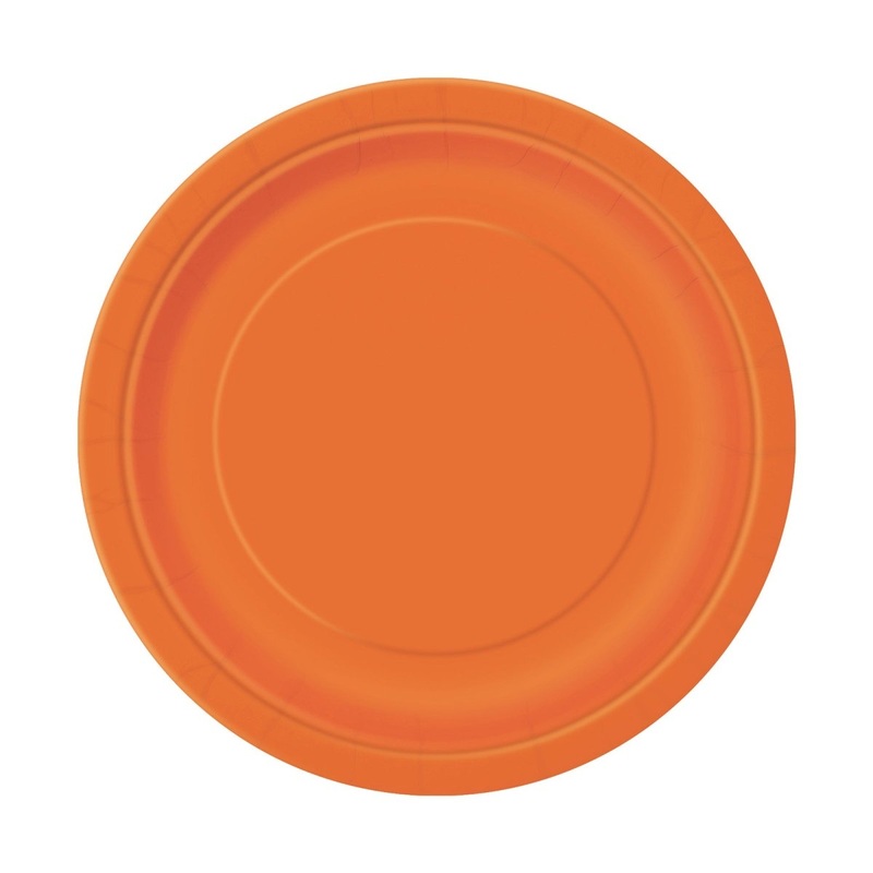 Pumpkin Orange Small Round Dessert Paper Plates, 7 Inches, 8 Count