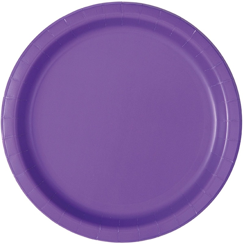 Purple Large Round Lunch Paper Plates, 9 Inches, 8 Count