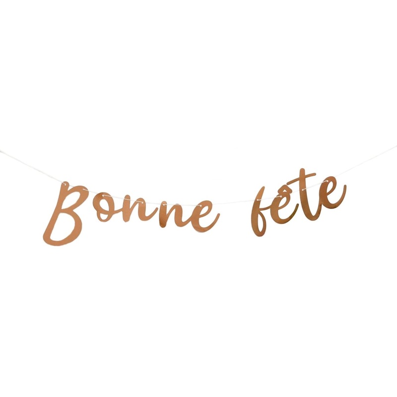 Rose Gold "Bonne Fte" Foil Letter Banner, 94 Inches, 1 Count
