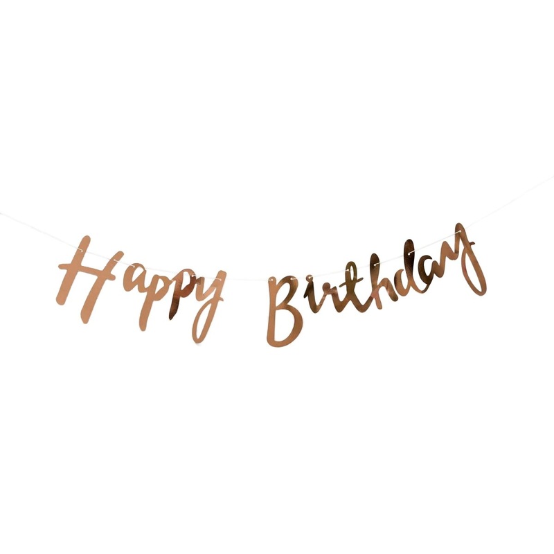 Rose Gold Happy Birthday Foil Letter Banner, 94 Inches, 1 Count