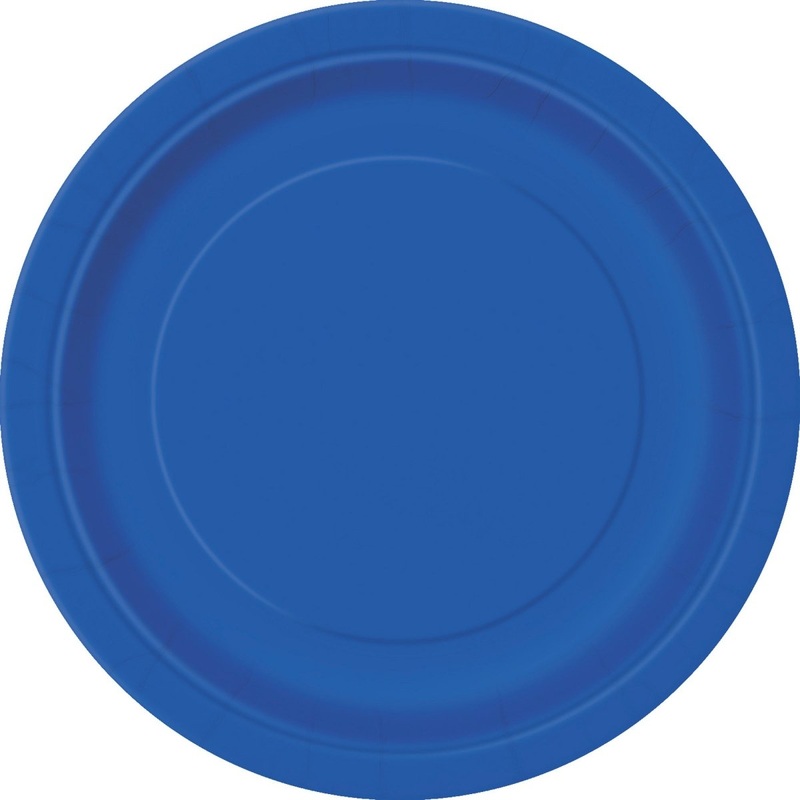 Royal Blue Large Round Lunch Paper Plates, 9 Inches, 8 Count