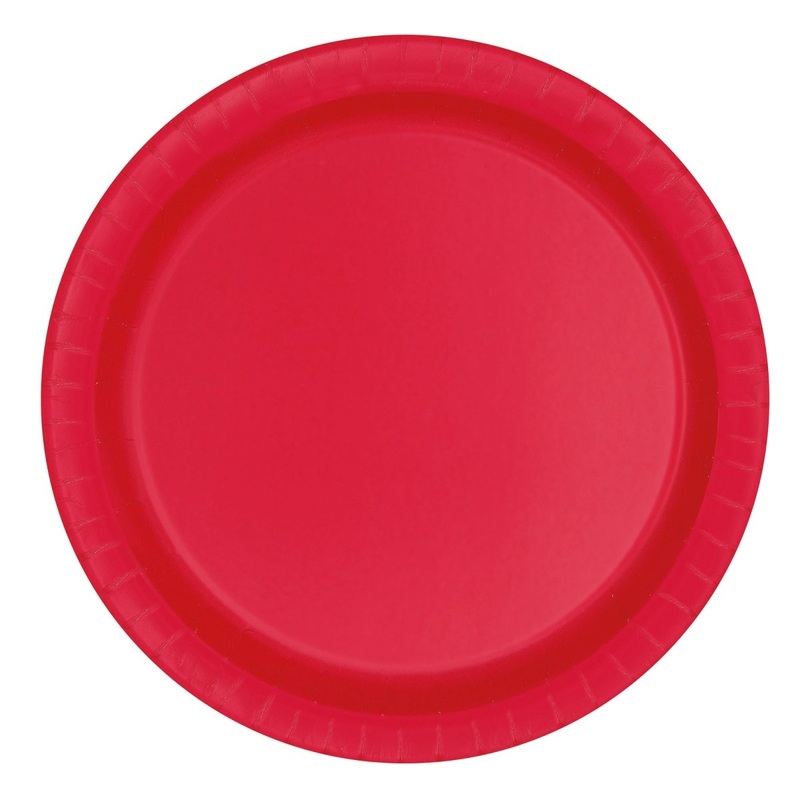 Ruby Red Large Round Lunch Paper Plates, 9 Inches, 8 Count