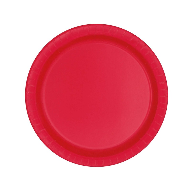 Ruby Red Small Round Dessert Paper Plates, 7 Inches, 8 Count