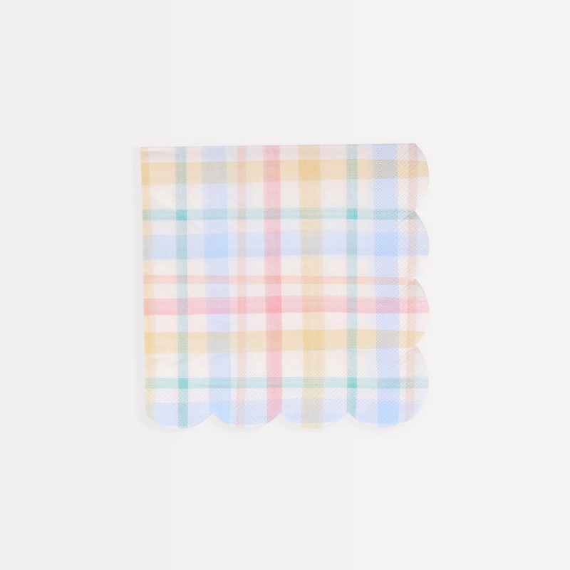 Spring Plaid Small Beverage Napkins, 16 Count