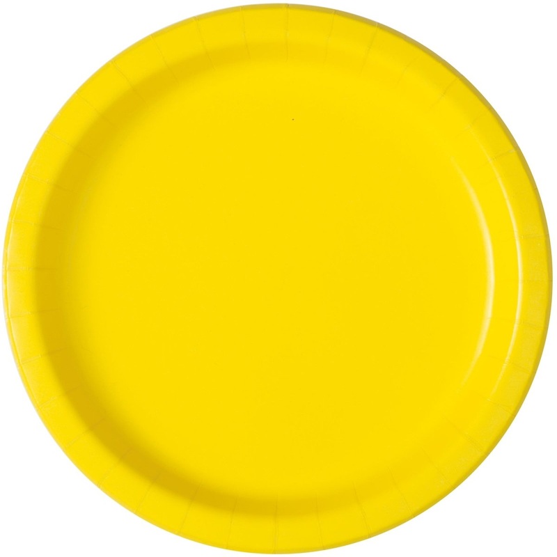 Yellow Large Round Lunch Paper Plates, 9 Inches, 8 Count