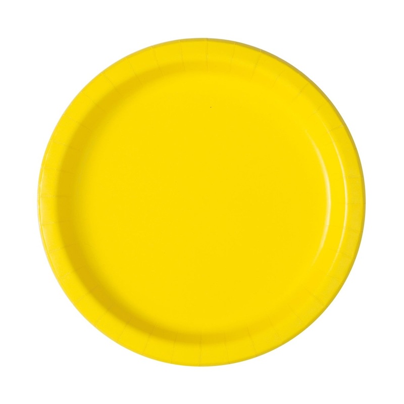 Yellow Small Round Dessert Paper Plates, 7 Inches, 8 Count