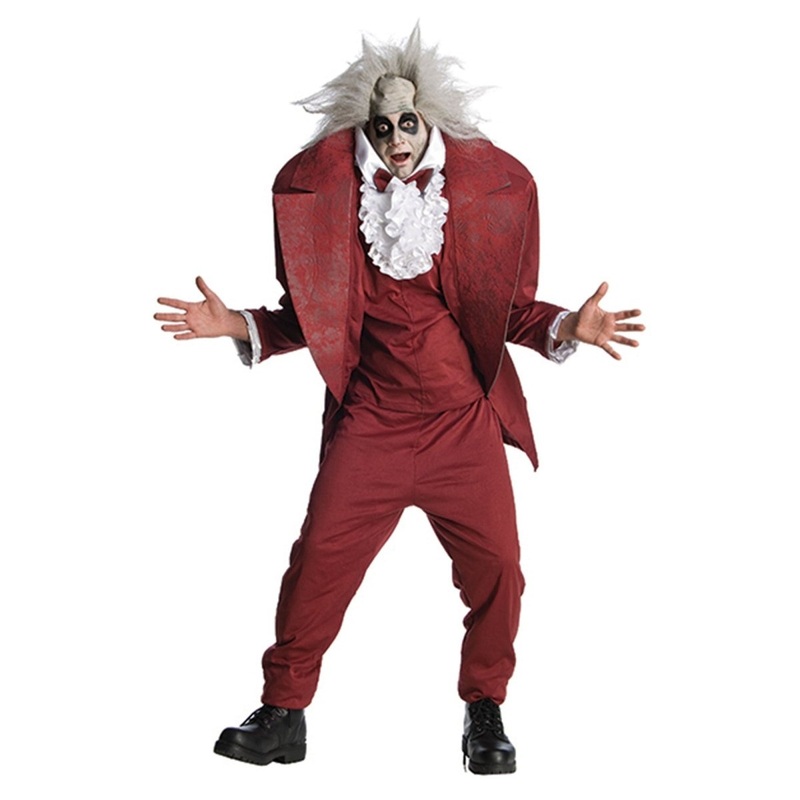 Beetlejuice Shrunken Head Costume for Adults, Red Jacket and Pants STD