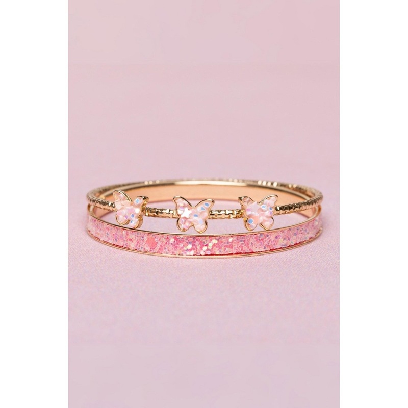 Boutique Chic Butterfly Bangles for Kids, 2 Count