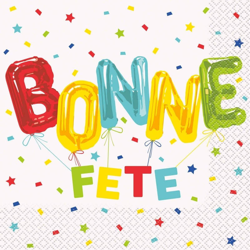 Bright "Bonne Fte" Large Lunch Napkins, 16 Count