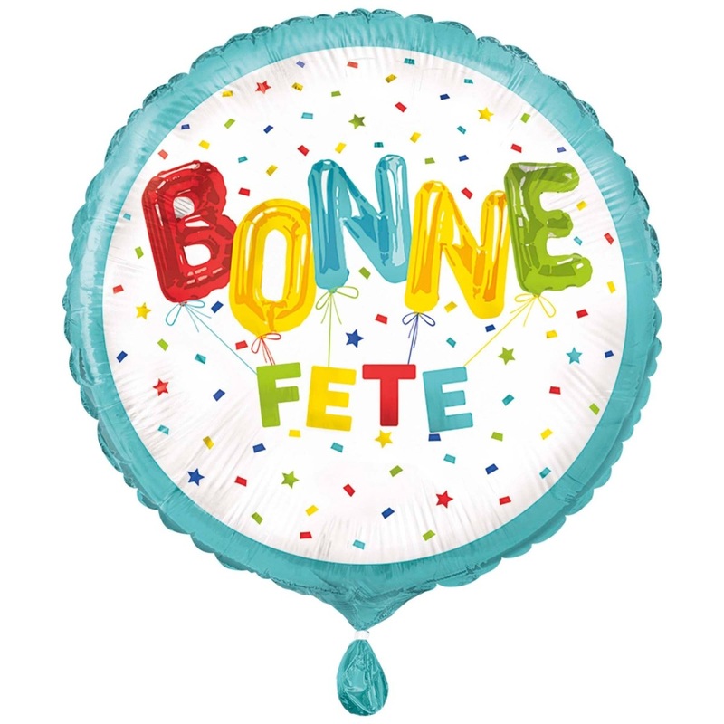 Bright "Bonne Fte" Round Foil Balloon, 18 Inches, 1 Count