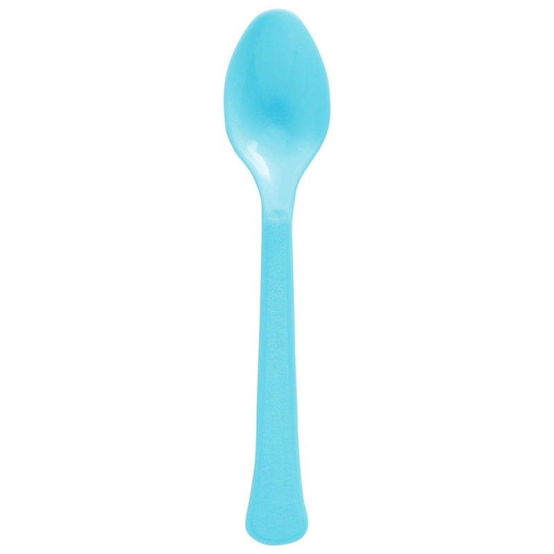 Caribbean Blue Plastic Spoons, 20 Count