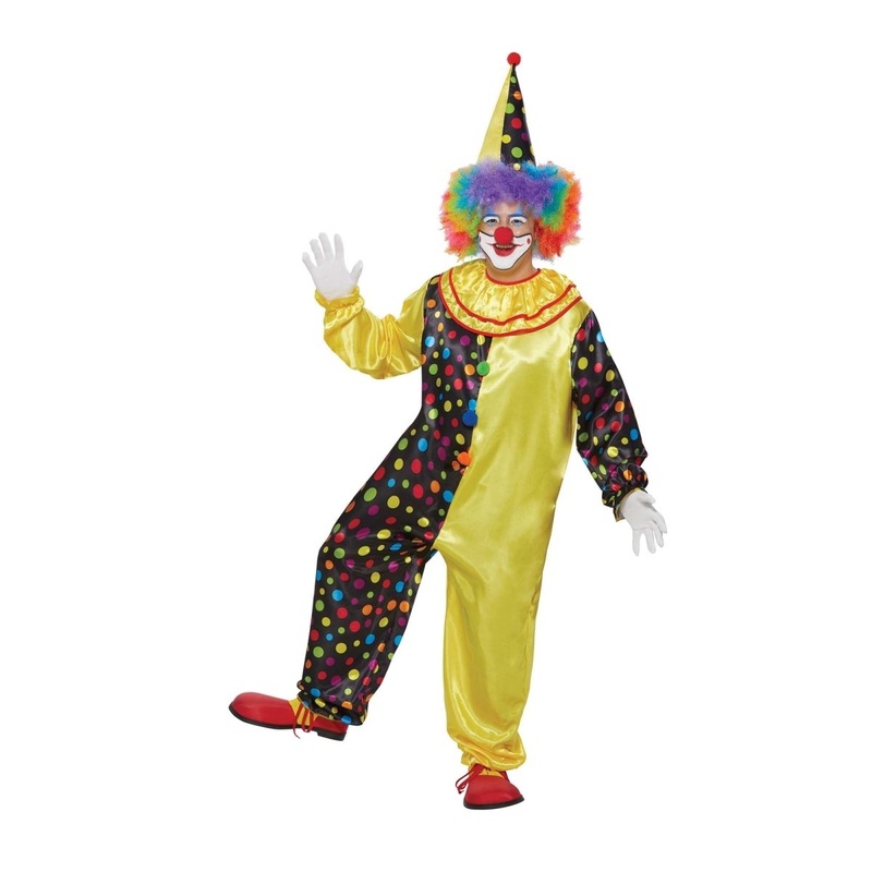 Clown Plus Size Costume for Adults, Jumpsuit and Hat XXL